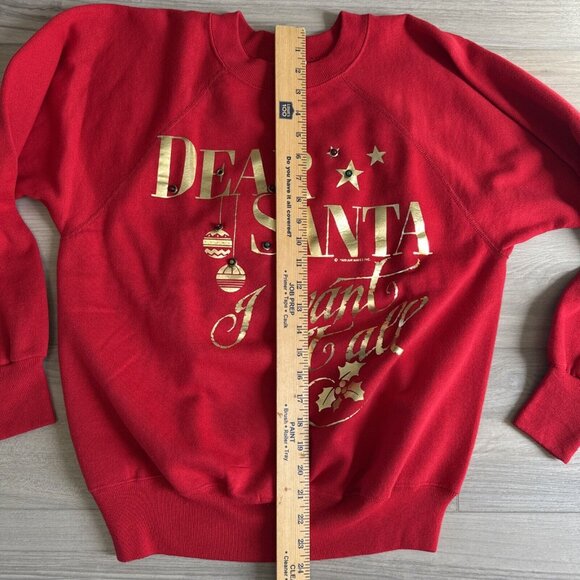 Vintage Ultra Sweats Christmas Sweatshirt Dear Santa I Want It All Light Up Sz M - Picture 7 of 11